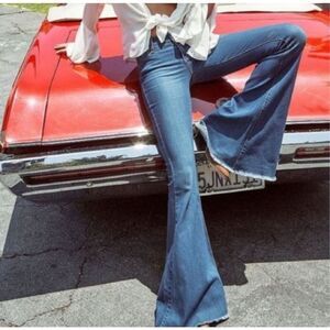 Free People We The Free Jeans Pants Denim Blue Cotton Blend Flare Size 26